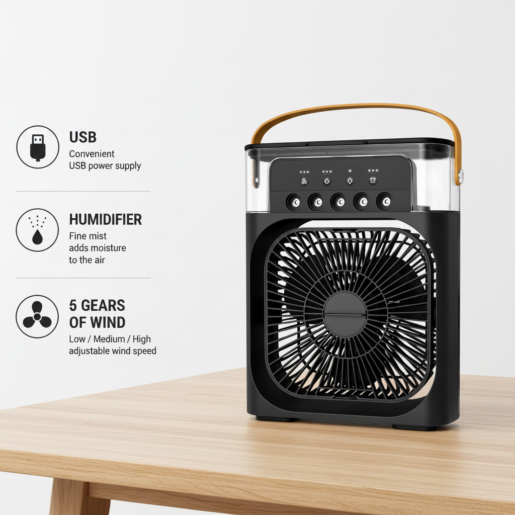 Pablo fan 3 in 1 Fan Air Conditioner Household Mini Air Cooler LED night light Humidifier Air Adjustment Fan